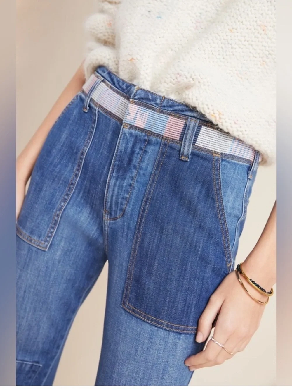 Anthropologie Blue Patchwork Boyfriend Jeans - Picture 2 of 15